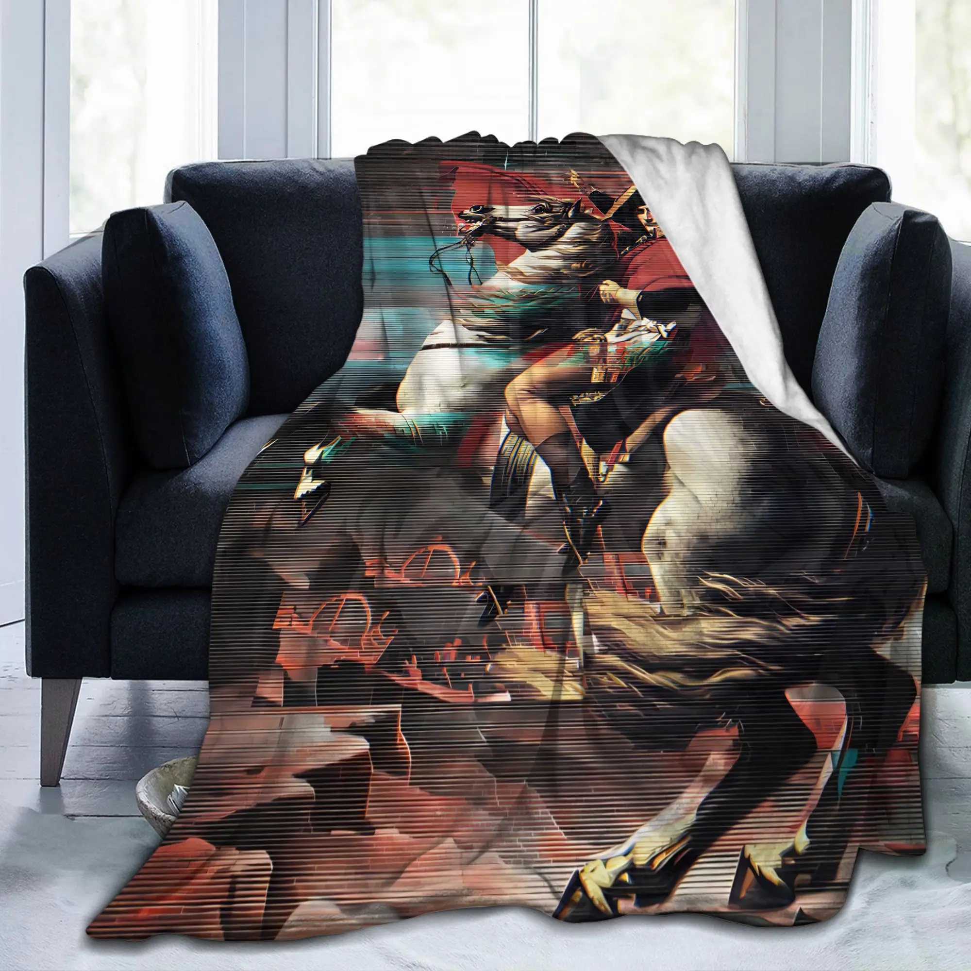 Napoleon Bonaparte Crossing the Alps Fuzzy Blanket Art Awesome Bedding Throw Blankets Home Sofa Ultra-Soft Hotel Multifunction
