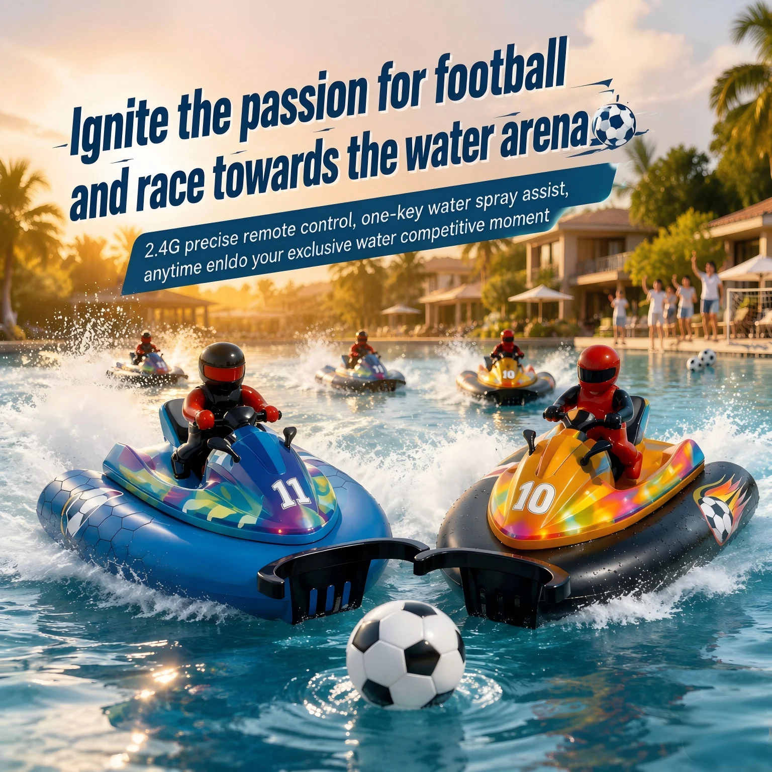 Remote Control Boat Football Competition 2. 4G High Speed Speedboat Motorboat Bathtub Children's Water Toys for Kids Boys Gifts