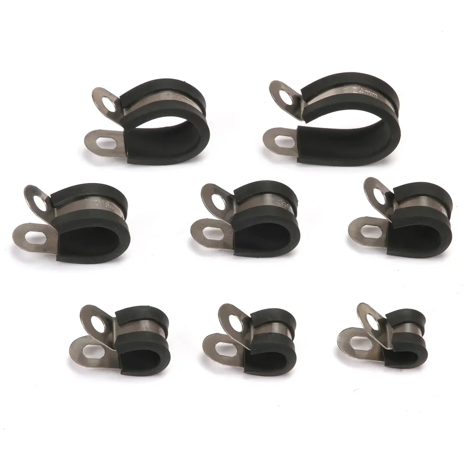 Rubber Lined Stainless Steel Hose Pipe Clamps 10-Pack