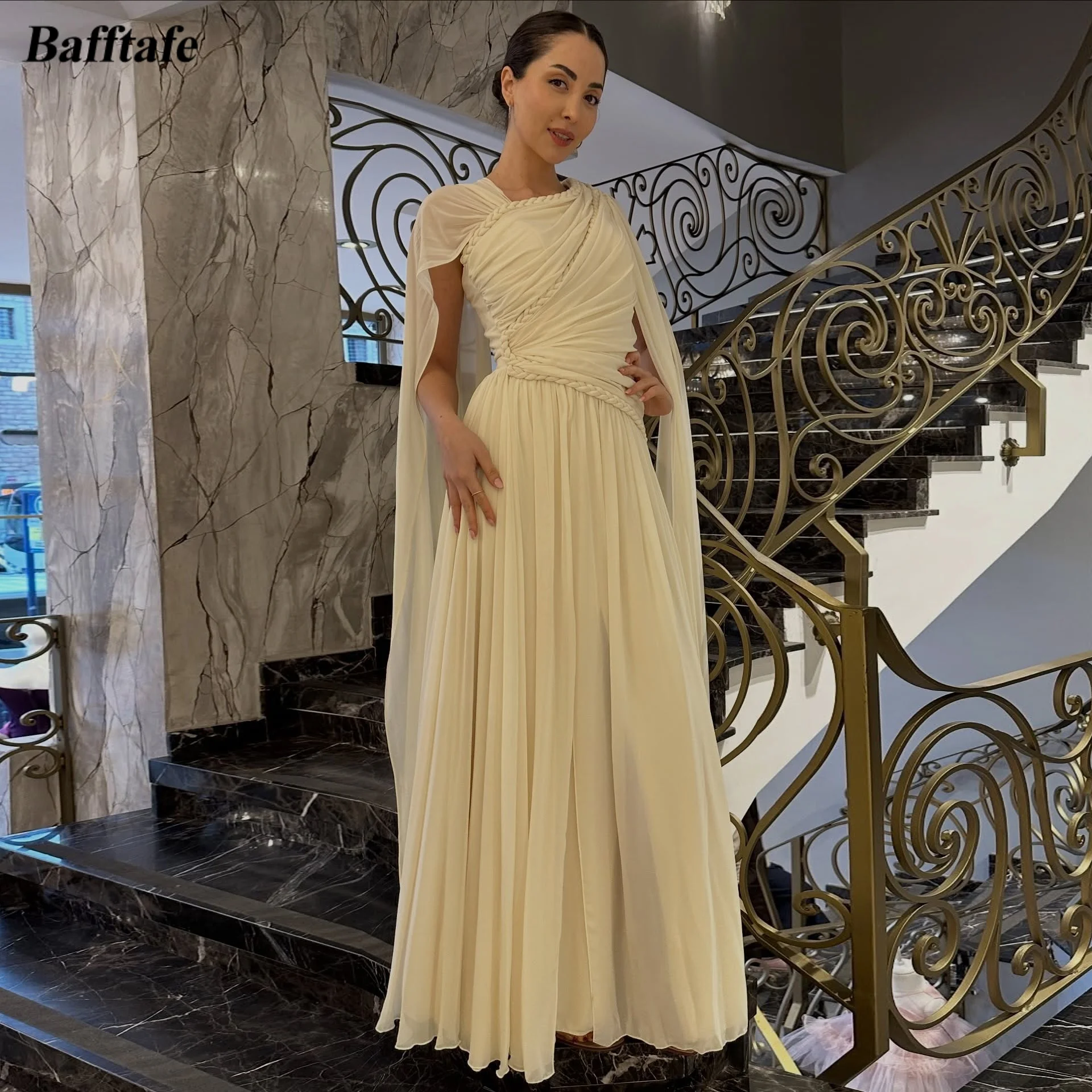 

Bafftafe Chiffon Arabic Prom Dresses Customized Pleated One Shoulder Women's Special Occasion Party Dress Formal Evening Gowns