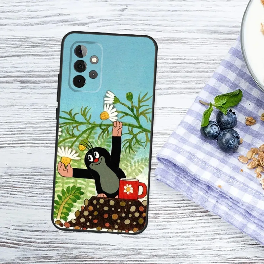 Cartoon Little M-Mole Phone Case For Samsung Galaxy A13,A21s,A22,A31,A32,A52,A53,A71,A80,A91 Soft Black Phone Cover