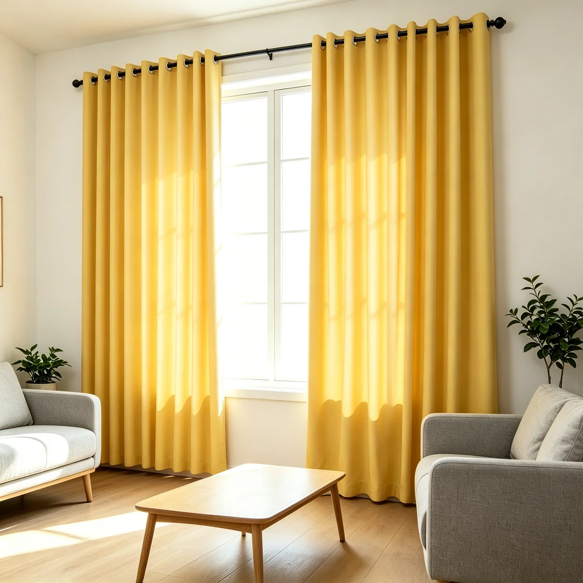 2 Panels Solid Grommet Curtains, High Precision Room Darkening Fabric, Modern Minimalist Floor Drapes for Living Room & Bedroom