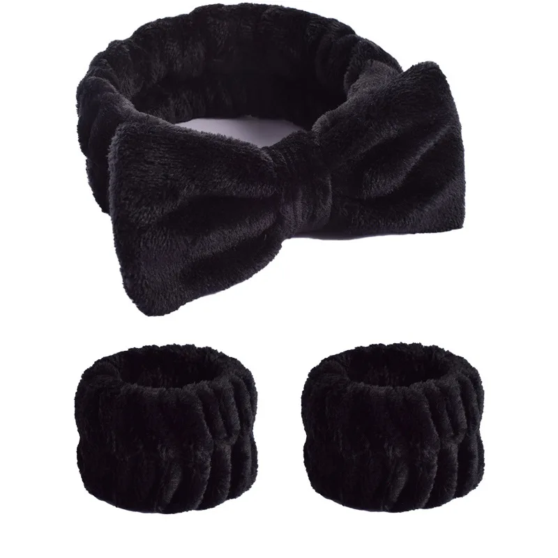 Wash Face Headbands 3PCS Women Coral Fleece Hair Bands Cuff Waterproof Bands Absorbent Wristbands Head Band Hair Accessories Set image 6