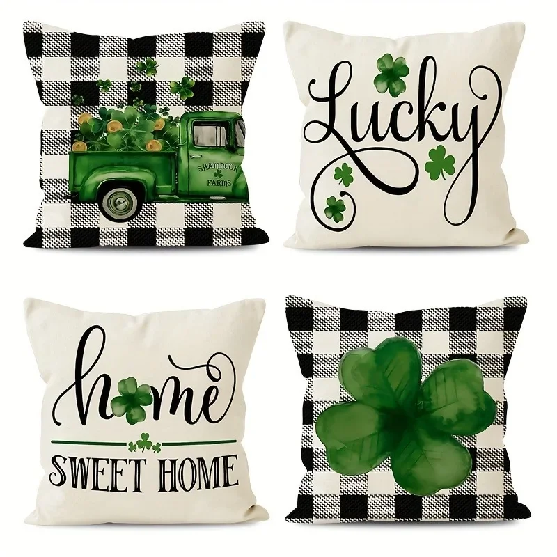 St.Papa four-leaf clover car print pillowcase Nordic home decoration pillowcase bedroom living room polyester cushion cover