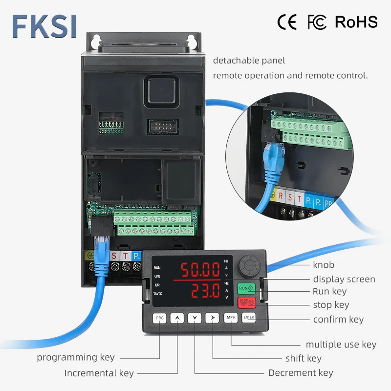 Vfd Inverter 0.75kw 1.5kw 2.2kw 5.5kw 7.5kw Frequentie Converter 220V Eenfasige/380V 3 Fase Motor Snelheidscontrole Omvormer