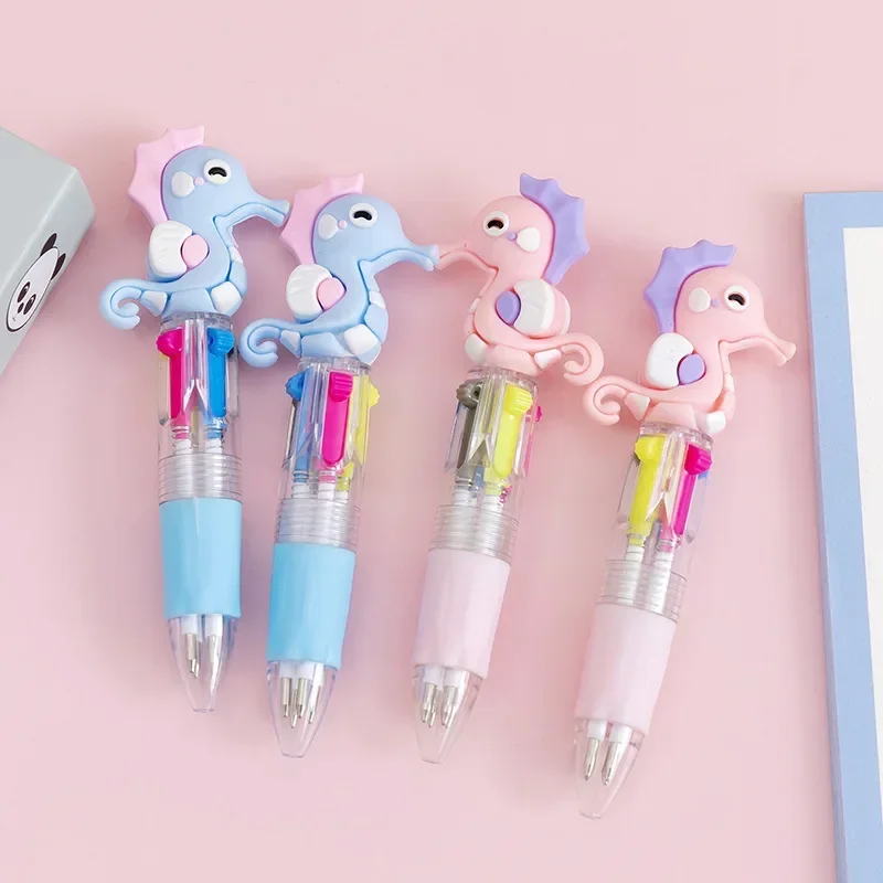 10Pcs/Lot Cute Cartoon Mini 4 Colors Ballpoint Pen Kawaii Hamburg Vegetable Cactus Multicolor Pens Kids School Stationery Gifts