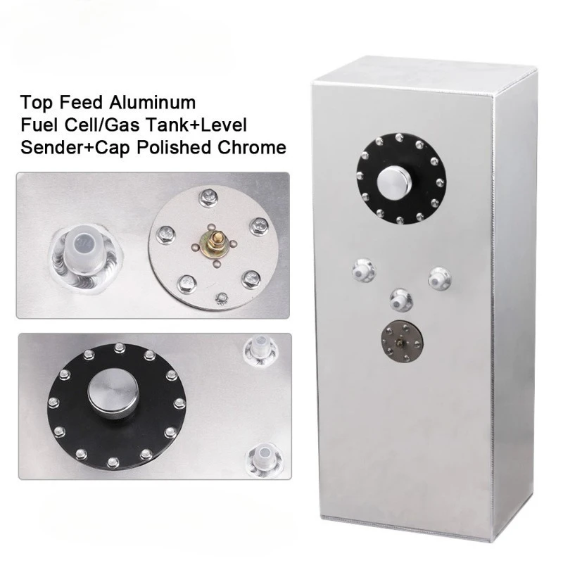 Rectangular Aluminum Alloy 57L Auxiliary Fuel Tank 15 Gallon Race Fuel Cell Gas Tank with Sensor Fuels Supply System Accessories
