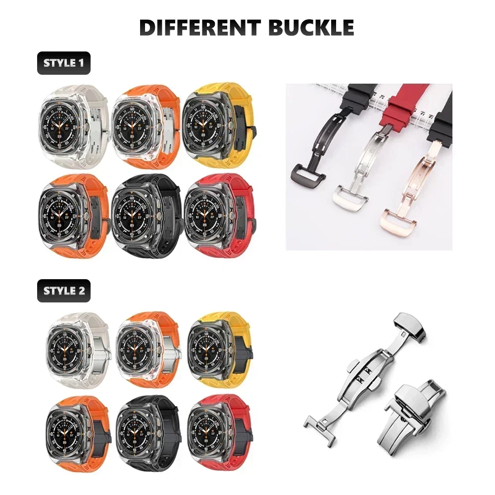 Pulseira esportiva com fecho borboleta para Samsung Galaxy Watch 7 Ultra47mm Capa transparente TPU para GALAXY ULTRA 7 Capa protetora