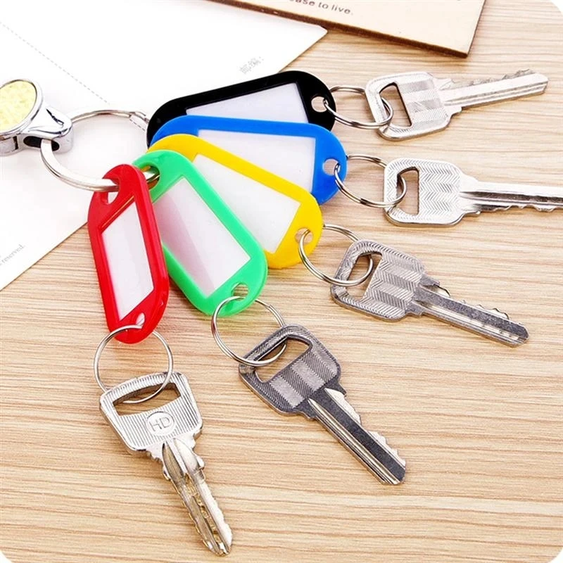 Tough Plastic Key Tags with Split Ring Label Window for DIY Key Chain Kit Numbered Name Baggage Luggage Tags Trinket Accessories