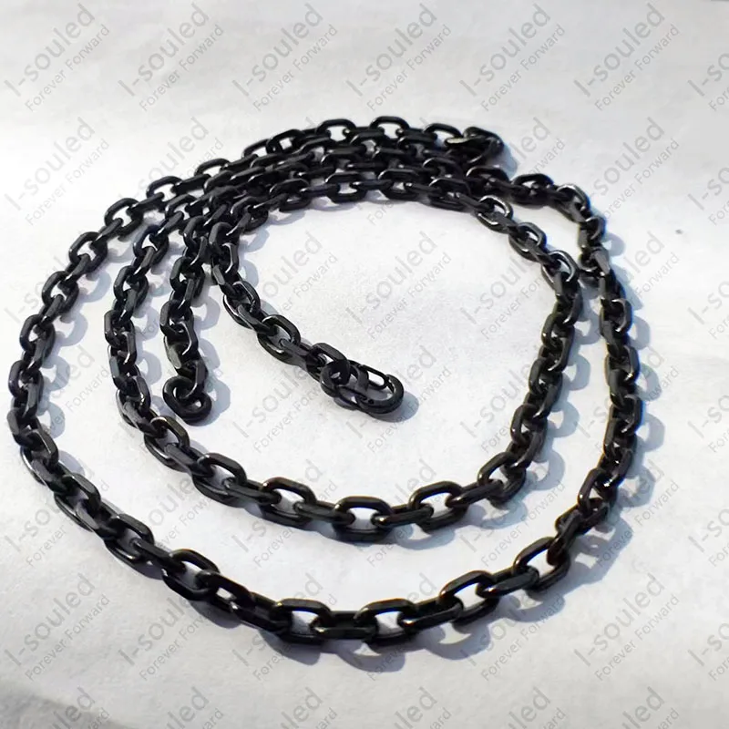 Punk Style Black 5.2MM Width Pure Titanium Rolo Cable Link Necklace For Men Women