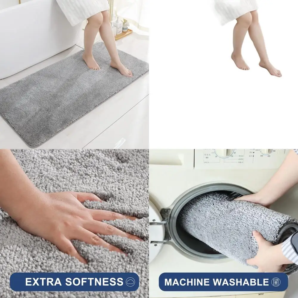 

Thick Anti-Slip Shaggy Bath Rugs - Soft Plush Microfiber Mats for Bathroom, Living Room, and Bedroom (Grey, 24x48 Inches)