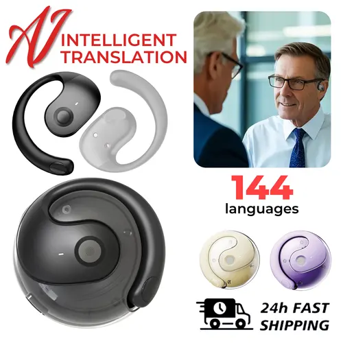 Auriculares inalámbricos con traducción de 144 idiomas, auriculares inteligentes impermeables con traductor en tiempo Real, Bluetooth 5,4, auriculares de negocios