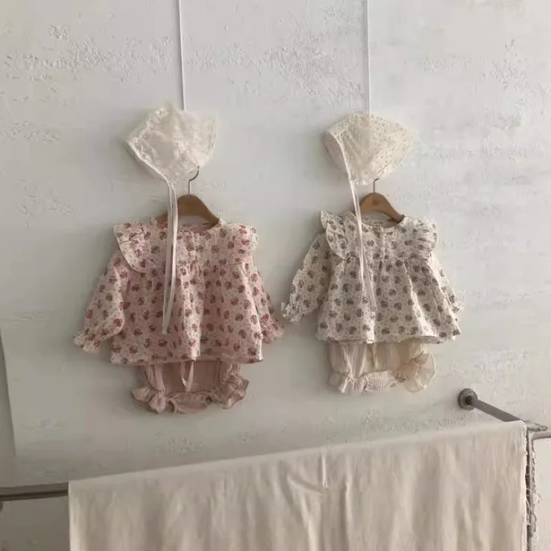 

Korean Version of Baby and Children's Clothing Baby Girl New Small Fresh Floral Princess Shirt Shorts Set Girls Two-piece Set