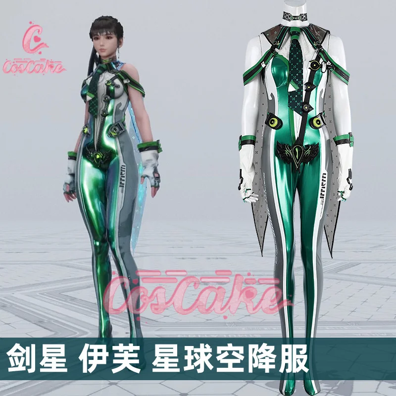 Coscake Anime Stellar Blade Eve Cosplay Costume Eve Fantasy Shawl Sexy Jumpsuit Halloween Carnival Part Suit Costume Female