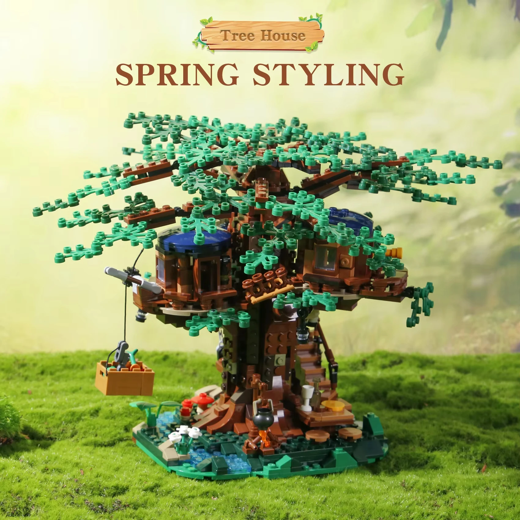 IDEAS series Creative Home Furnishings Four Seasons Tree House Building Blocks Moc Assembly Building Blocks Toys Children's Gift