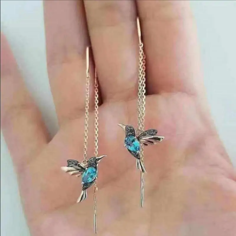 Beliebte Kolibri Anhänger Schmuck frauen Zubehör Ohrringe Lange Quasten Mode Neue Gesichter Dünne Vogel Ohren Schmuck