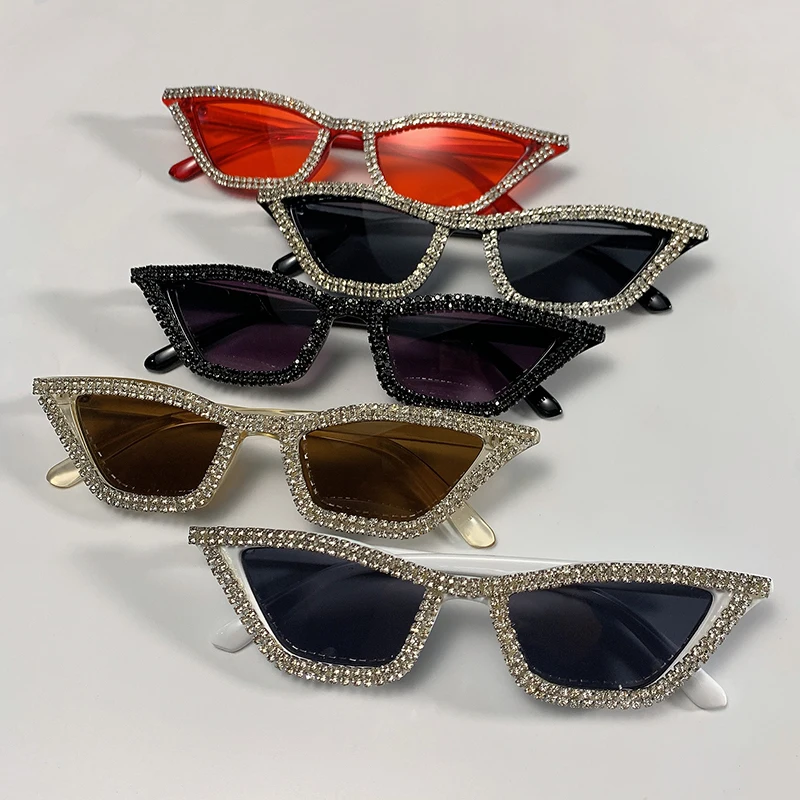 KAMMPT Vintage okulary przeciwsłoneczne kocie oczy kobieta Fashion Decor Party okulary przeciwsłoneczne z dżetów stylowe markowe okulary przeciwsłoneczne damskie — zdjęcie 6