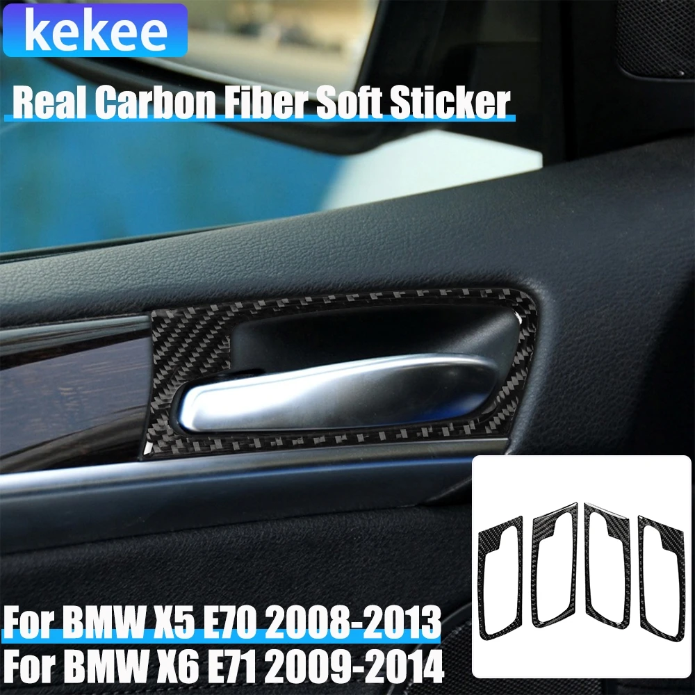 

Real Carbon Fiber Car Accessories Door Handle Frame Decorative Trim Cover Soft Sticker For BMW X5 E70 2008-2013 X6 E71 2009-2014