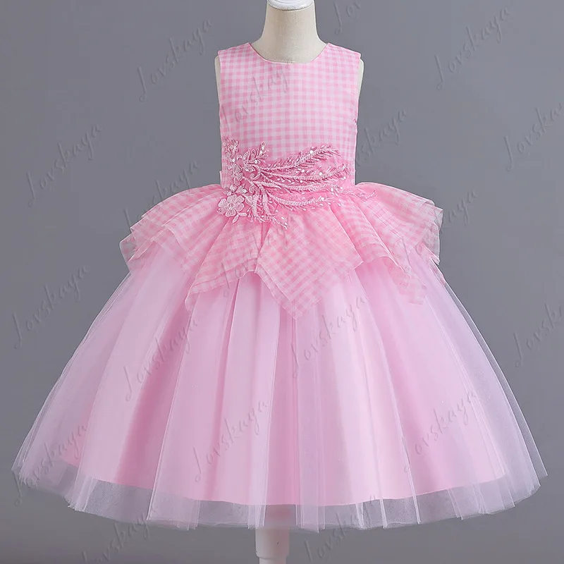 

Новое детское платье — клетчатое платье с пышной сеткой, платье в стиле принцессы для подиума