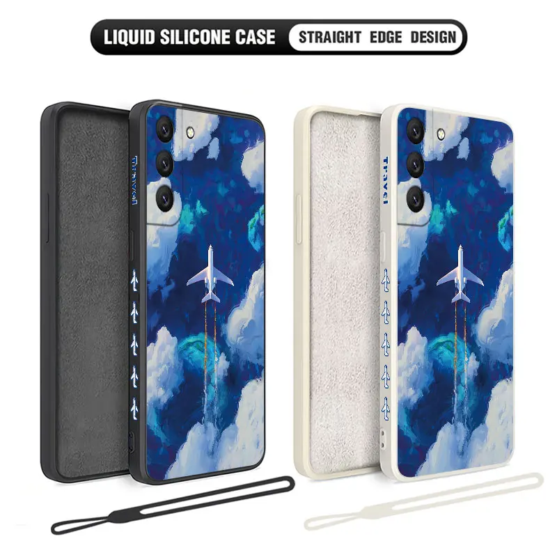 Airplane On A Journey Phone Case For Samsung Galaxy S23 S22 S21 S20 Ultra Plus FE S10 S9 S10E Note 20 ultra 10 9 Plus Cover