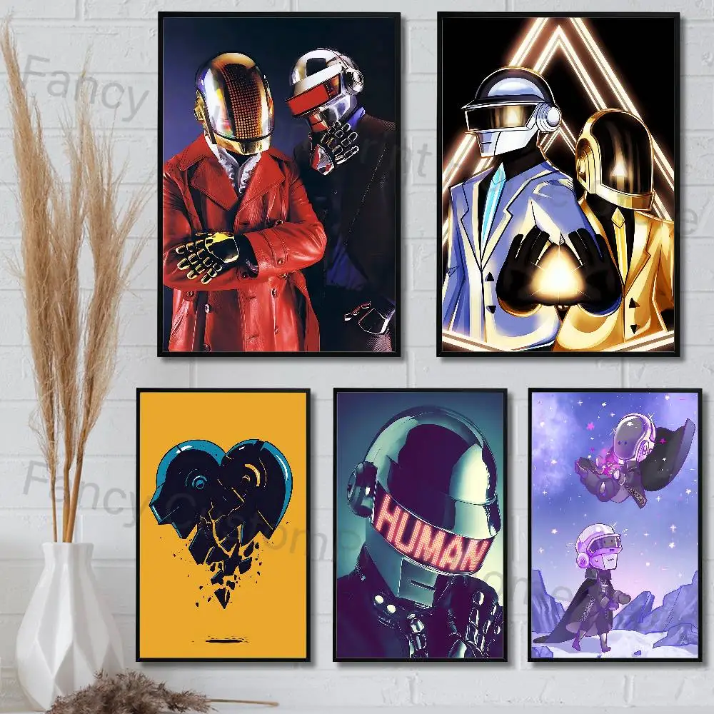 

D-Daft P-Punk Band Poster HD Art Sticky Wall Waterproof Home Living Room Bedroom Bar Aesthetic Decoration