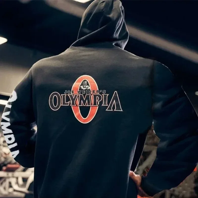 2024 Spring And Autumn New Olympia Men Fitness Sports Sweatshirt Casual Jacket Zipper Jacket Outdoor Training Hooded Jacket