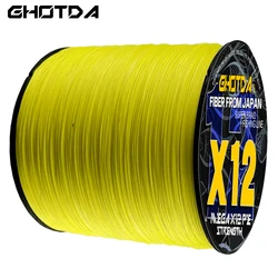 GHOTDA 25-120LB 12 Strands Braided Fishing Line 1000m 500m Real 12 Braids Full Length Multifilament Fishing Line PE Thread