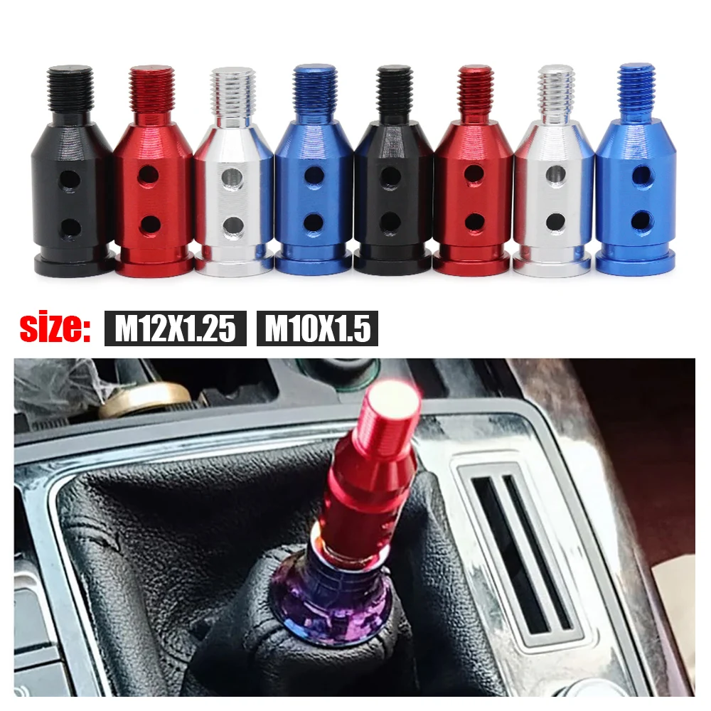 Universal Car Manual Gear Shift Knob Adapter For M10x1.5/M12x1.25 Thread Aluminum Alloy Blue Black Silver Red