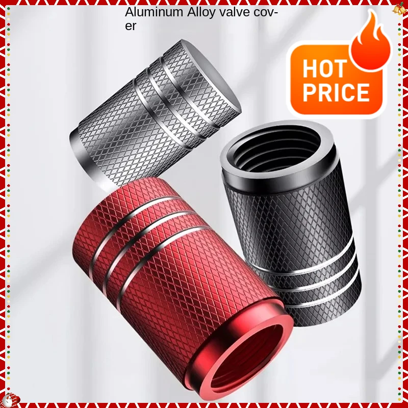 ベストセラー 4個入り ユニバーサルカータイヤバルブステムキャップ – ローレット加工アルミニウムデザイン、空気漏れ防止ホイールエアバルブアクセサリー