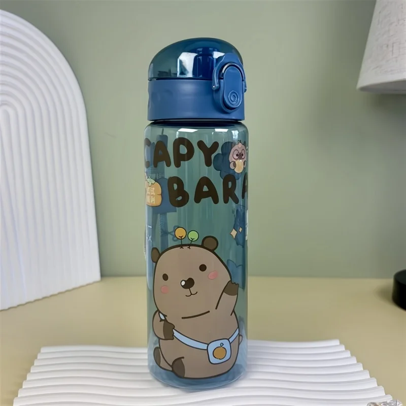 780ml Capybara Transparent Cute Cartoon Water With Carry Strap Leakproof Portable Outdoor Drinking Cup Sports Bottle_maomaolike.com