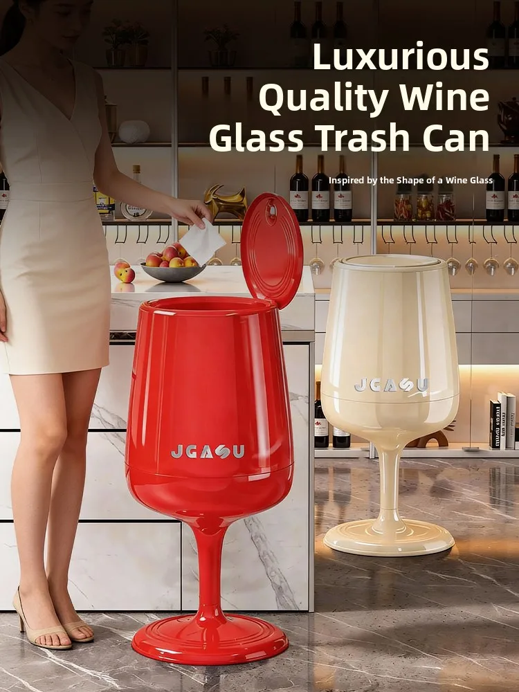 

No-Bend Waist Luxury Large Capaci Tra Can for Bedroom And Living Room High Footed Cover Household Garbage Bin Pr Open Way