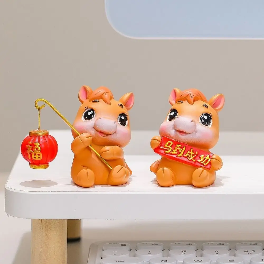 

Cute Resin Horse Figurines Chinese Style Decorative Horse Year Figurines Lifelike Good Luck Horse Ornaments For Home