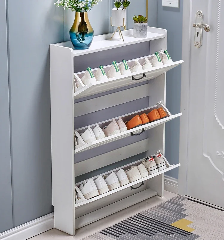 

Tipping Shoe Cabinet Shoe Storage Shelf Simple Narrow Ultra-thin 17cm Space-saving Home Hall Entrance Cabinet