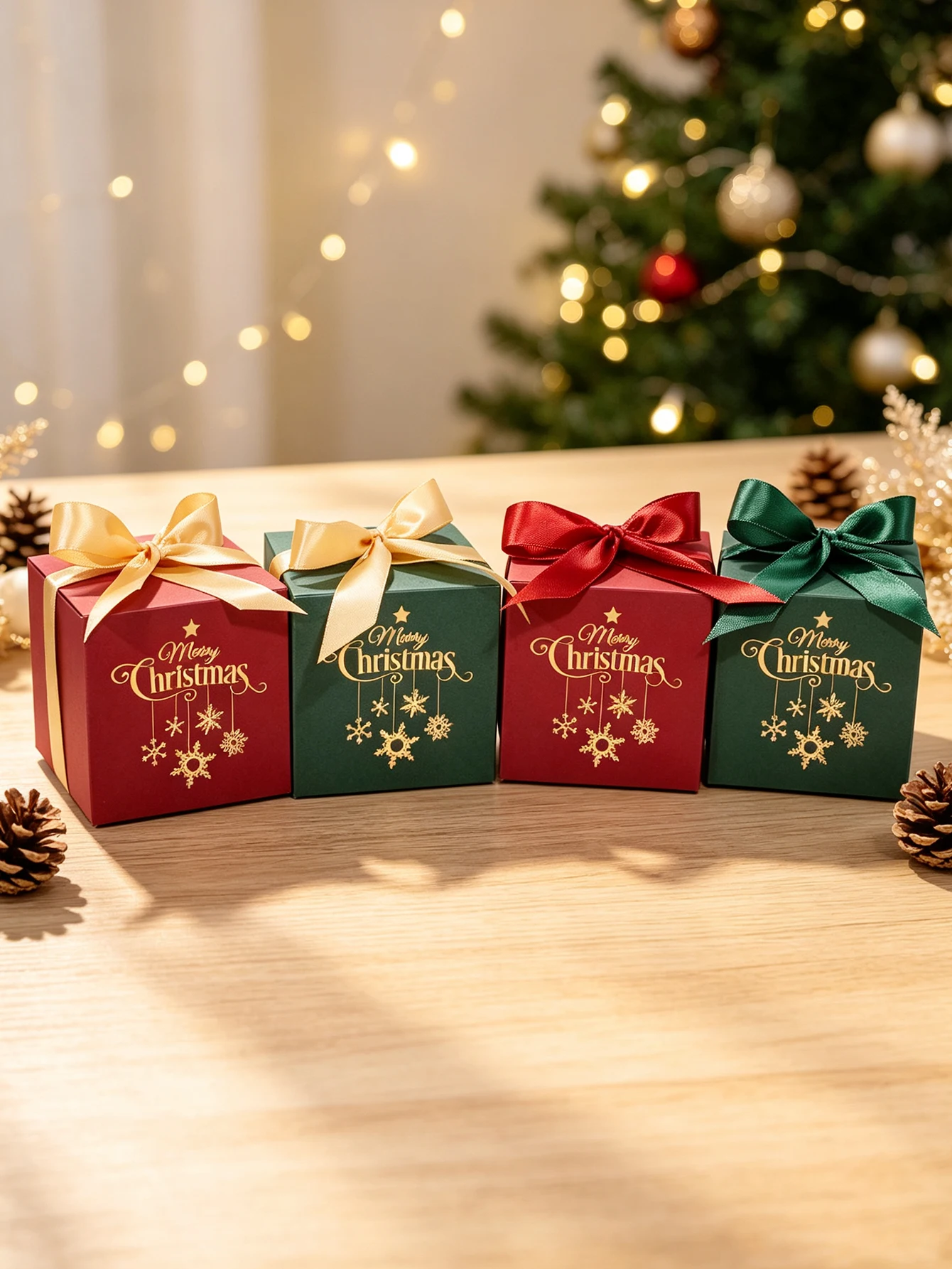 Christmas square paper gift box, Christmas candy chocolate Dim sum gift box, holiday party gift gift box decoration