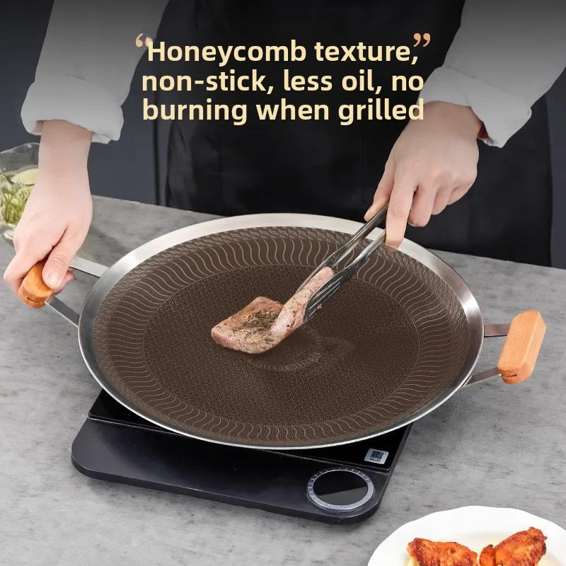 Household Food Grade316LStainless Steel Barbecue Plate2.0Thickened Outdoor BBQ Tray Three-Layer Steel Camping Grill Pan