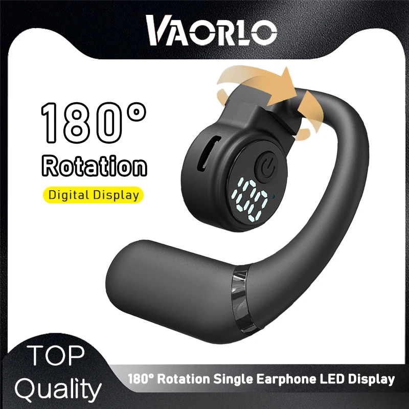 180° Rotation Earphone LED Digital Display Headset Air Conduciton Headphone With HD Noise Cancel Microphone Business Earbud