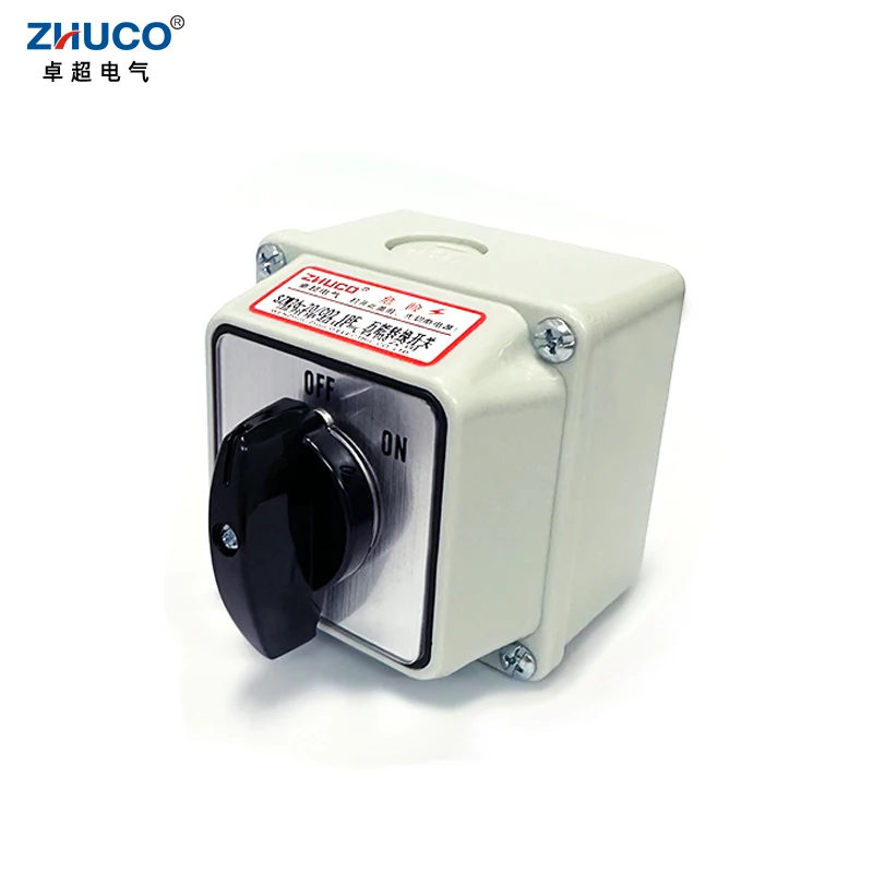 ZHUCO SZW26/LW26-20 20A 2 Position 4 Screw OFF ON Selector Changeover Rotary Cam Switch With Waterproof And Dustproof Sealed Box