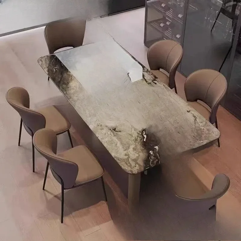 

Italian light luxury marble dining table, household Bulgari luxury stone dining table