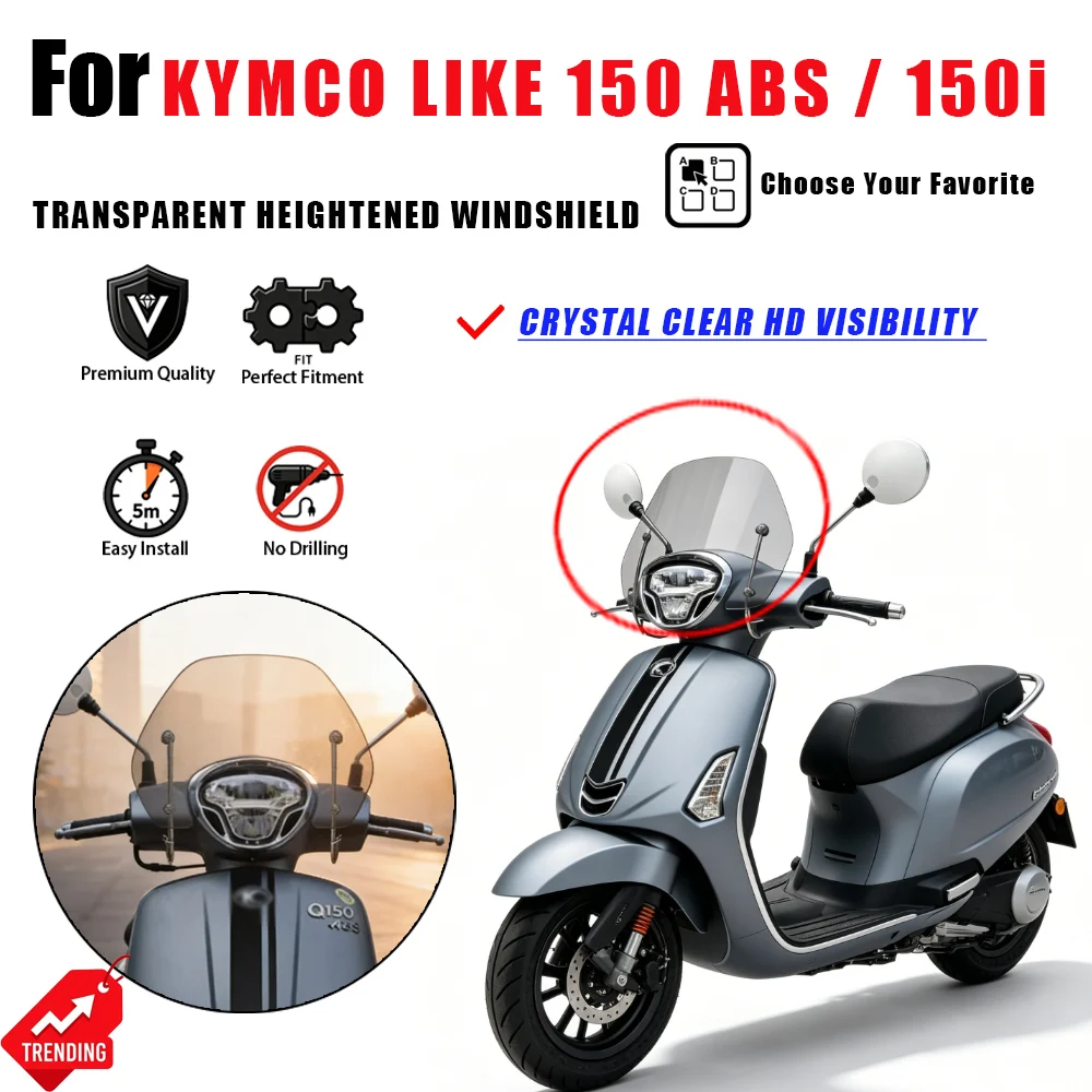 Parabrisas Transparente Nuevo para Kymco Like 150 ABS, Deflector de Viento, Accesorios para Moto, Cupula, Repuestos para Like150i