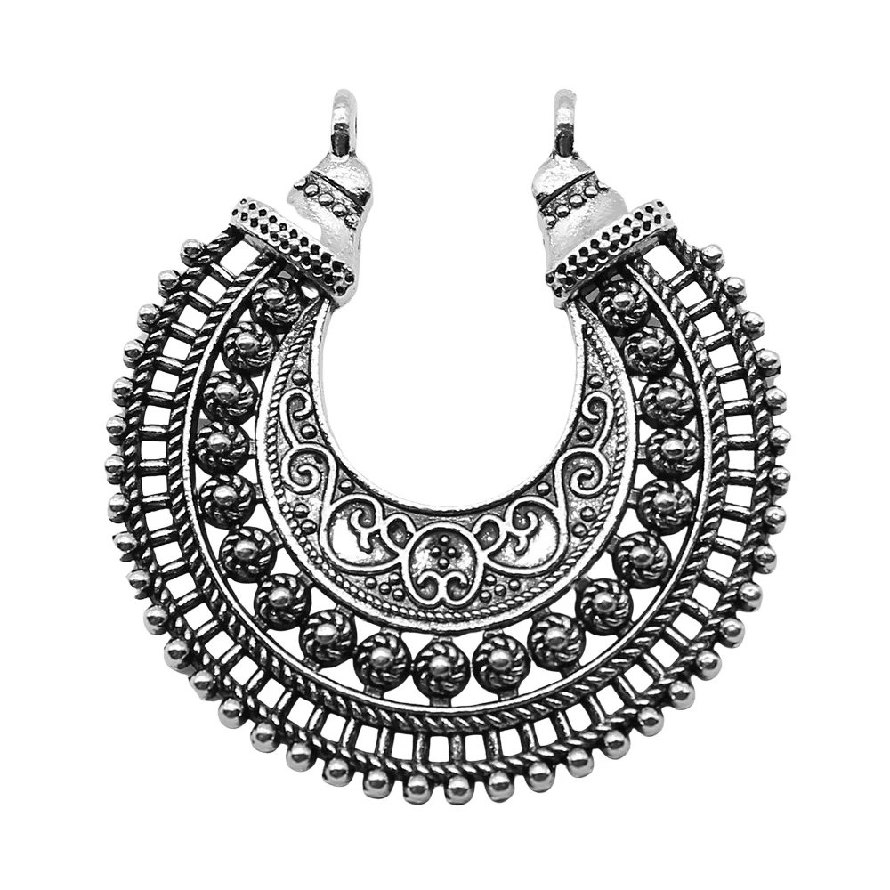 WYSIWYG 2szt Ocena biżuterii Handmade Craft Kolczyki wisiorek Charms Antyczny Srebrny Kolor 39x40mm — zdjęcie 3
