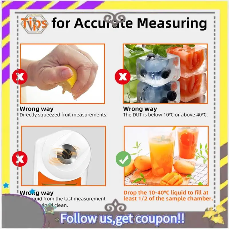 

New Sugar Meter Sugar Meter Fruit High-Precision Handheld Digital Display Refractive Index Orange Sugar Detection Instrument