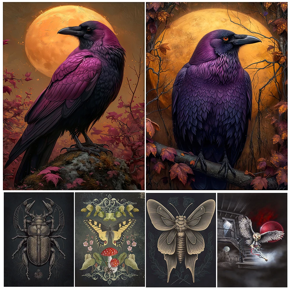 

Dark Academia Magic Insect,Abstract Wall Art,Canvas Painting,Beetle,Moth,Deer,Butterfly, Whimsigoth Witchcraft Art Poster Print