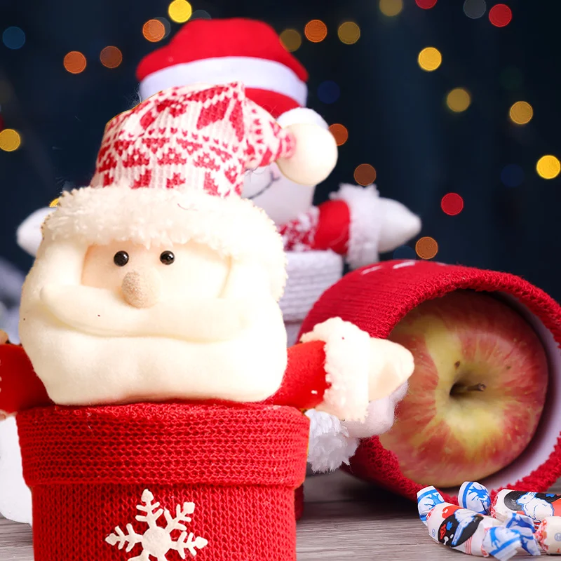 Boîte d'emballage de bonbons bonhomme de neige de dessin animé de Noël, sac de pomme avec étoile, boîte-cadeau de beurre de Noël