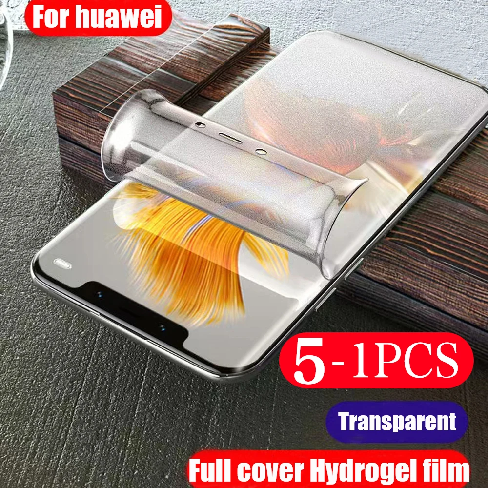 Película de hidrogel para huawei Mate 50 RS 50E 30E 30 lite 40E 40 Pro plus, protector de pantalla de teléfono de cubierta completa suave, 5-1 Uds.