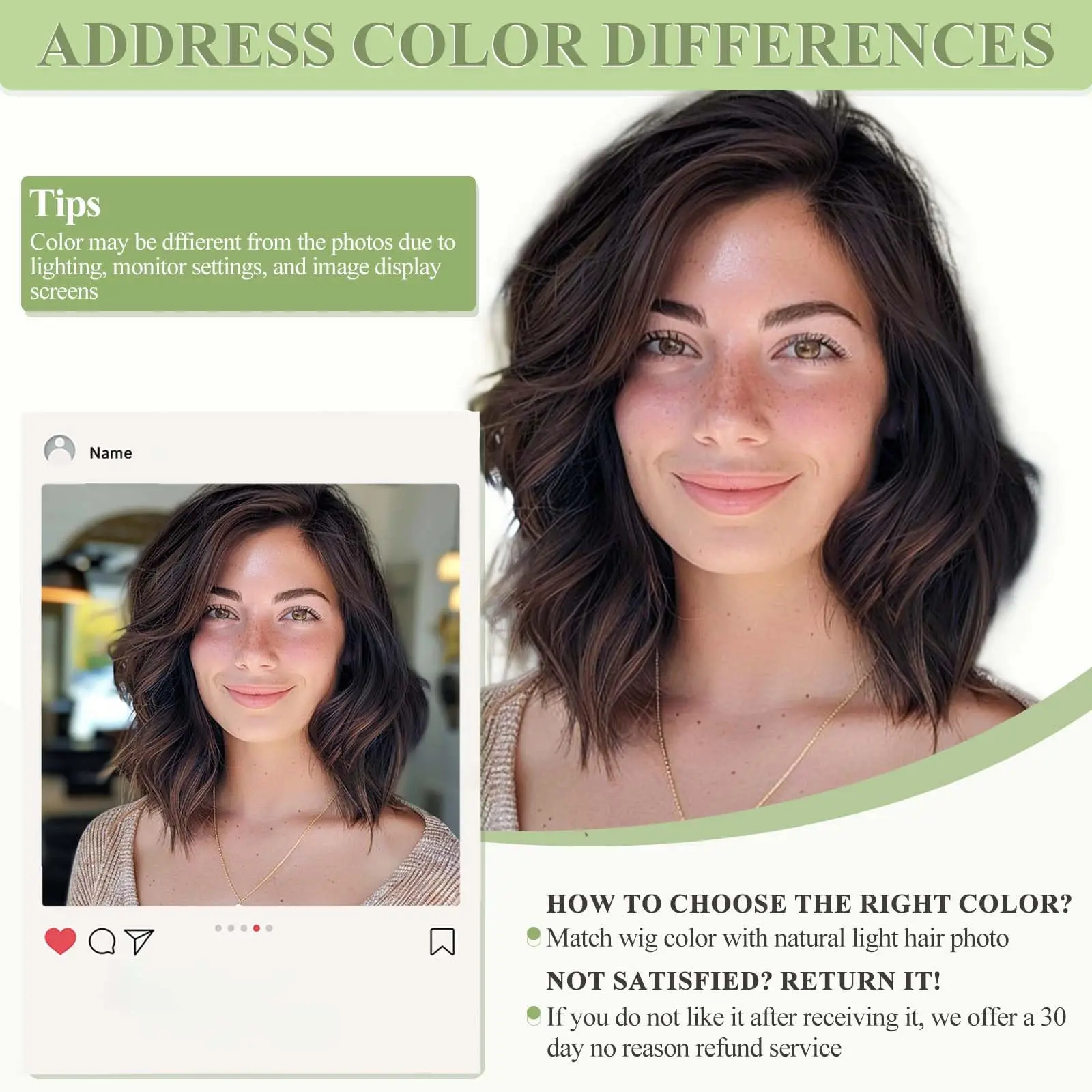 Side Part Wavy Synthetic Wig Dark Brown Layered Lace Front Bob Wig 14 Inch Shoulder Length Heat Resistant Wig for White Women