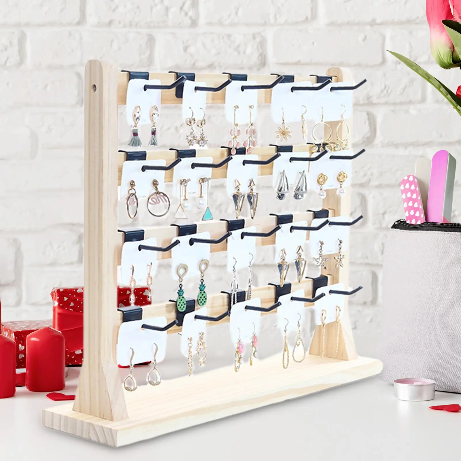 Earrings Display Stand with Hooks Earrings Organizer Decoration for Dresser