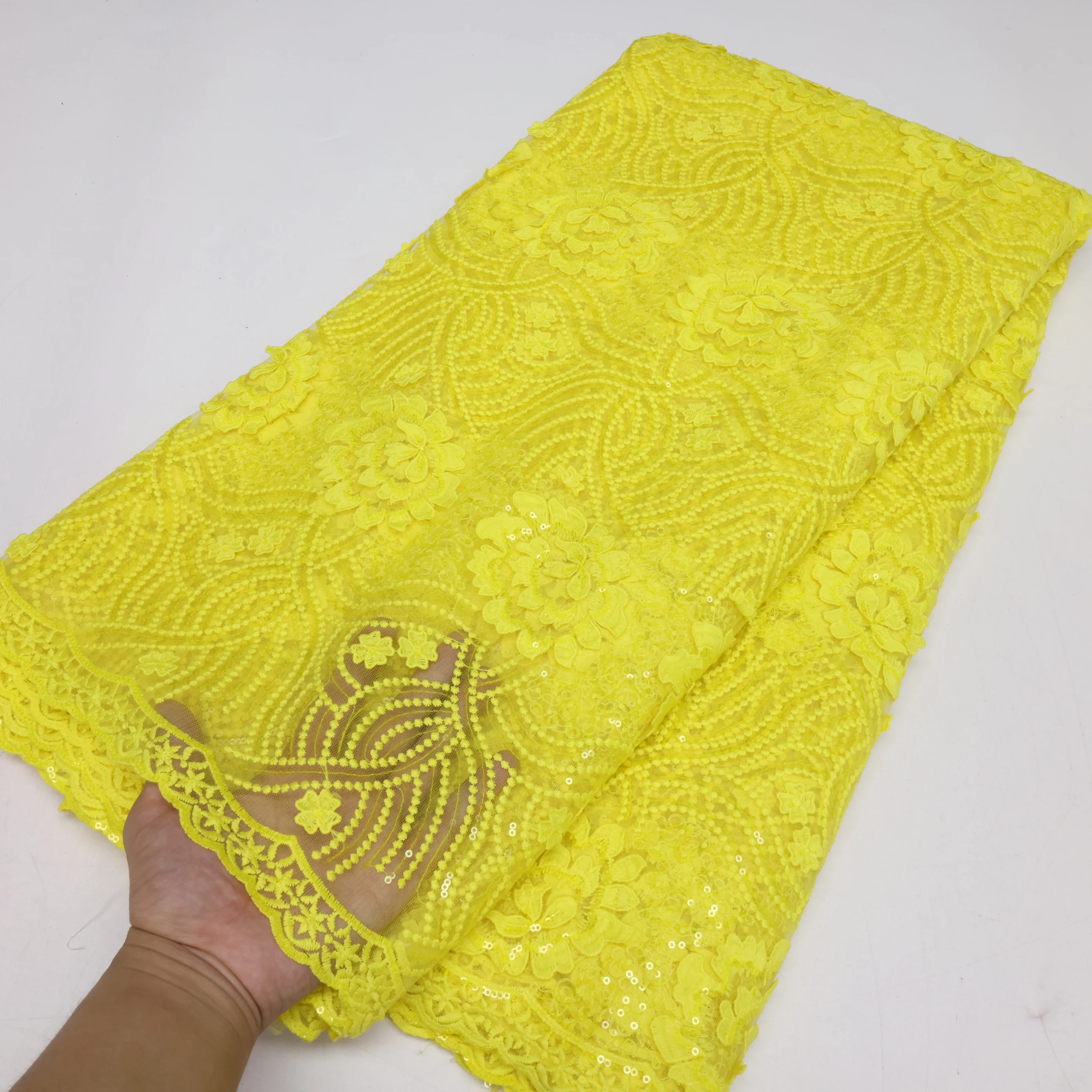 African Style Tissue Net Lace With Sequins Fabric Women Wedding Party Dresses Sewing Material For Women 5 Yards Tissue Cord Lace