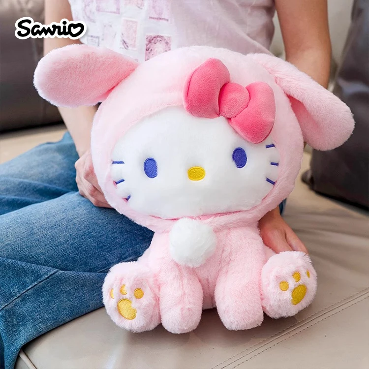Anime Sanrio Hello Kitty KT Cat Rabbit Stuffed Toys Cute Plush Toys Kawaii Cartoon Dolls Birthday Gift For Kids Baby Girlfriend