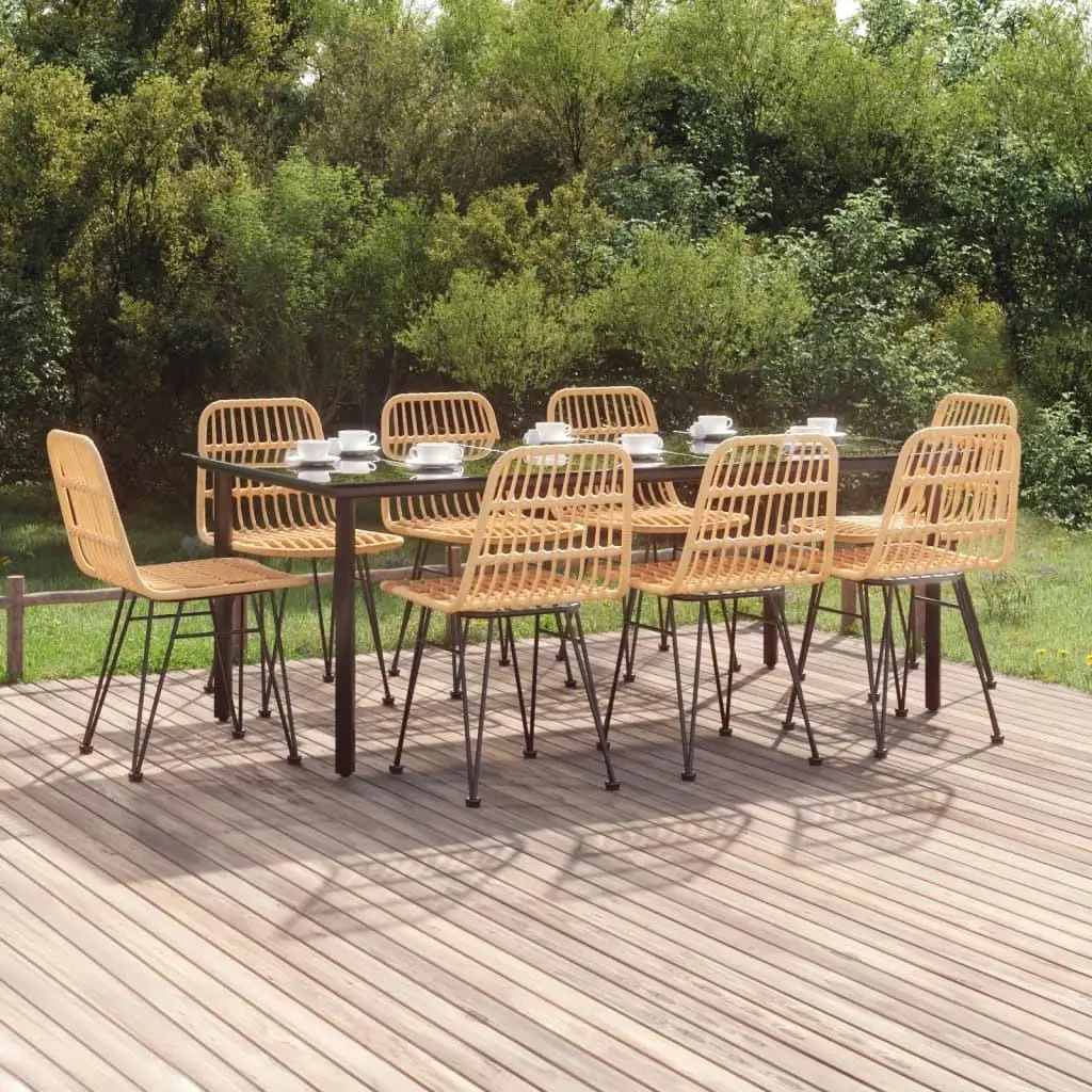 9-Piece Outdoor Patio Dining Set - Durable Poly Rattan Furniture for Garden, Balcony, and Yard