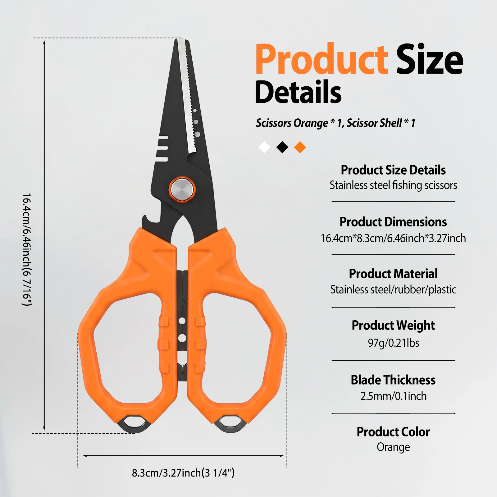 6.5 Inches Fishing Line Scissors Fishing Line Cutter with Serrated Stainless Steel Blade Braid Shears Serrated Precision Cutting
